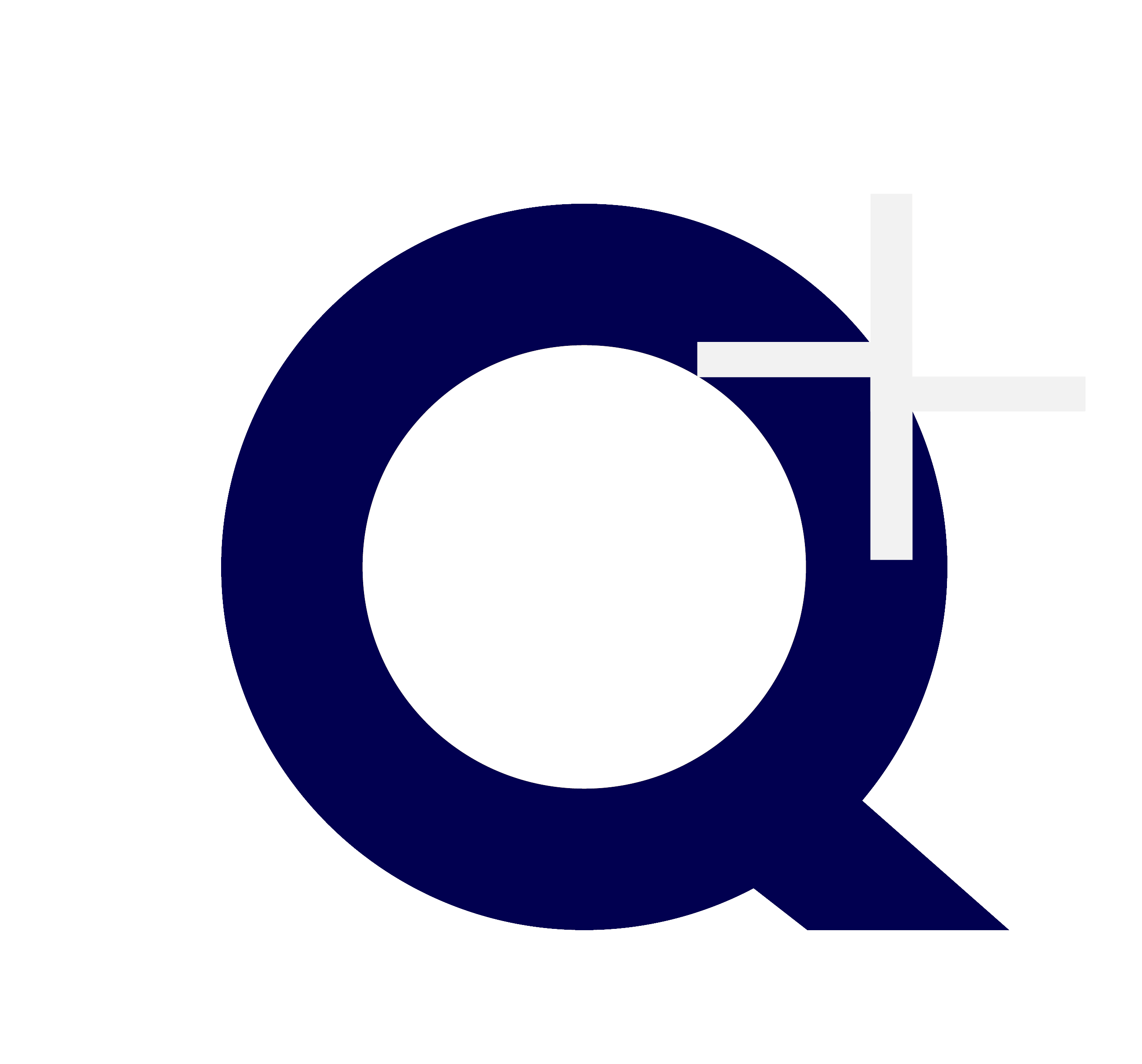 Logo Q+ azul + branco